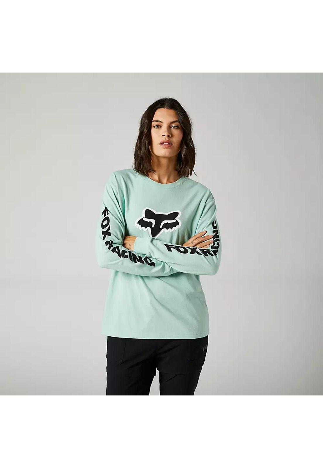 Polera Lifestyle Mujer Karrera Manga Larga Verde Agua Fox-0