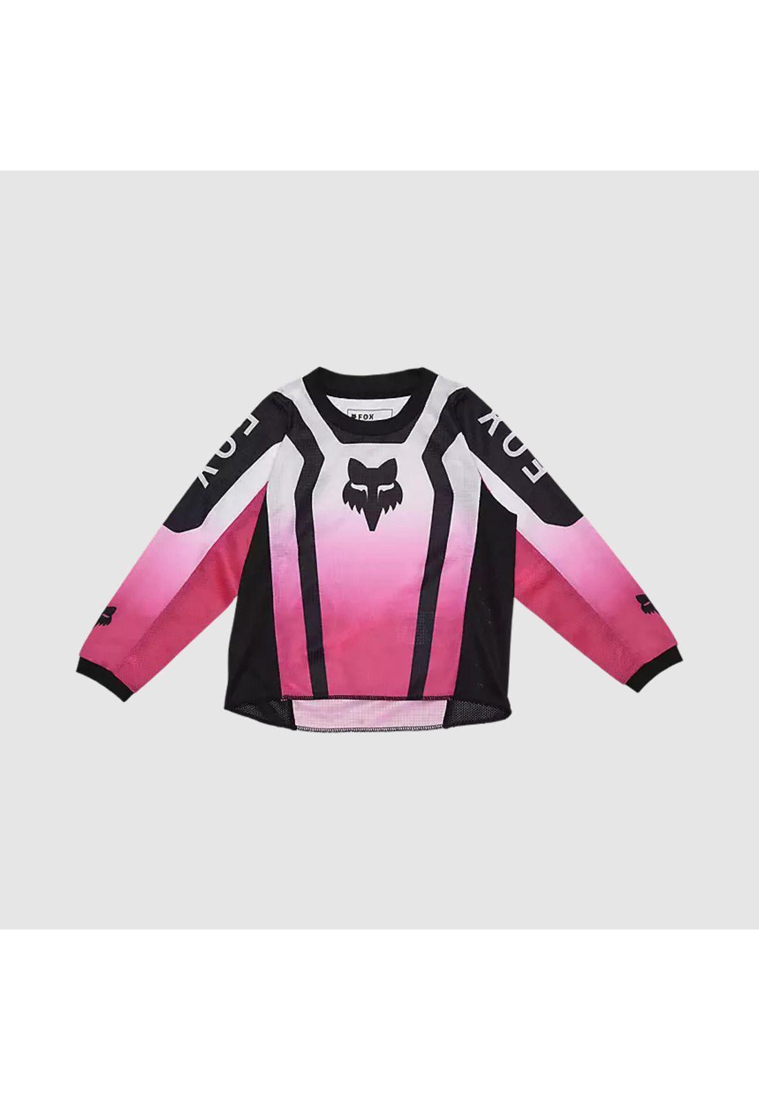 Polera Moto Niño Manga Larga Negro/Rosado Fox-0