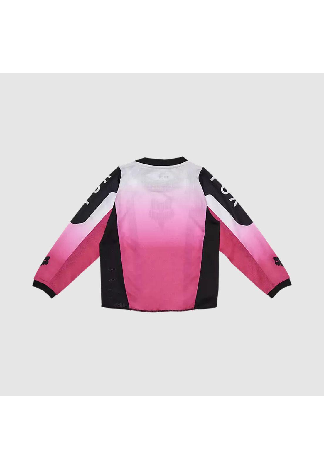 Polera Moto Niño Manga Larga Negro/Rosado Fox-1