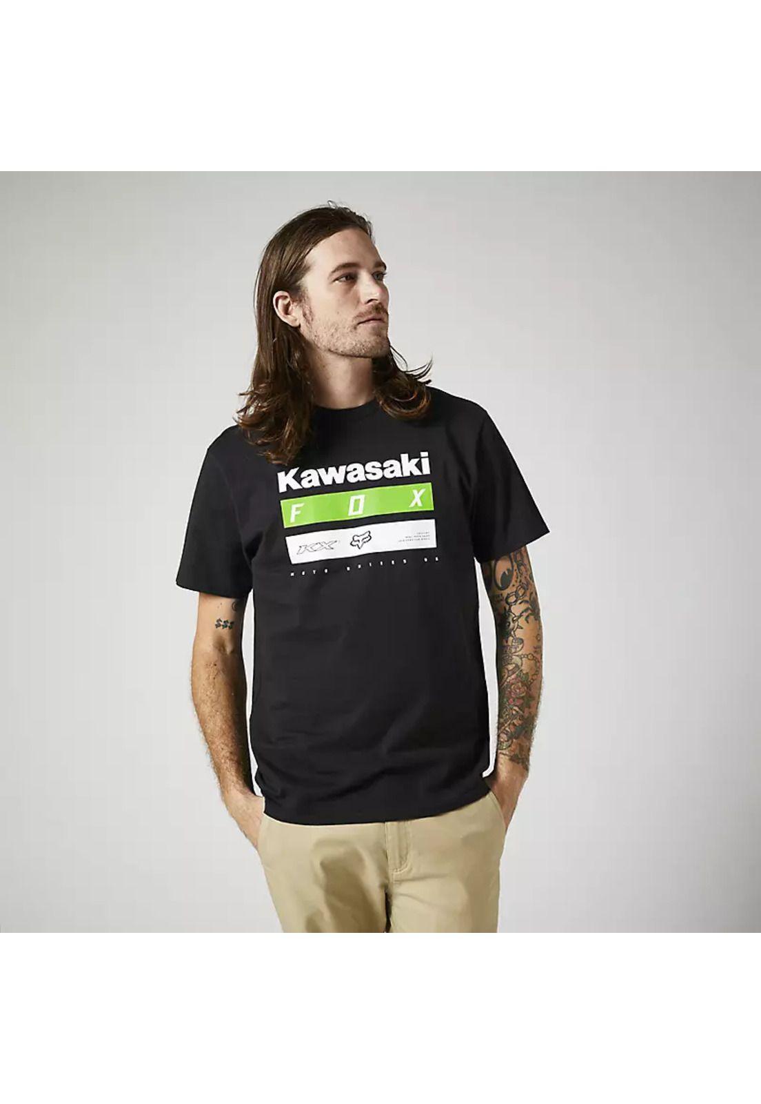 Polera Lifestyle Premium Kawasaki Stripes Negro Fox-1