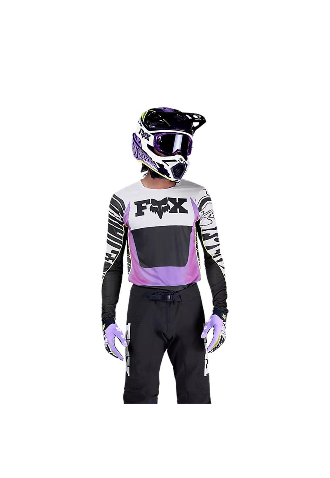 Polera Moto Flexair Image Phantom Limited Edition Blanco/Morado Fox-2