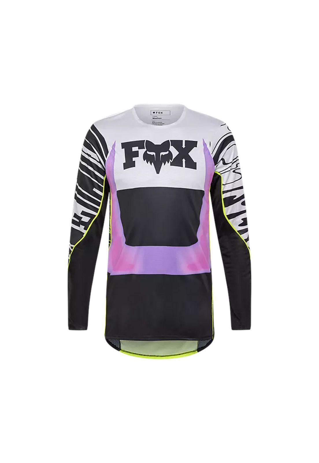 Polera Moto Flexair Image Phantom Limited Edition Blanco/Morado Fox-0