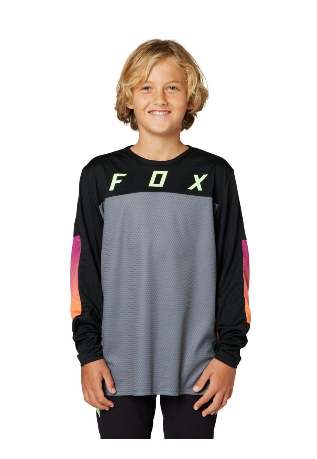 Polera Bicicleta Niño Defend Race Manga Larga Negro Fox-1
