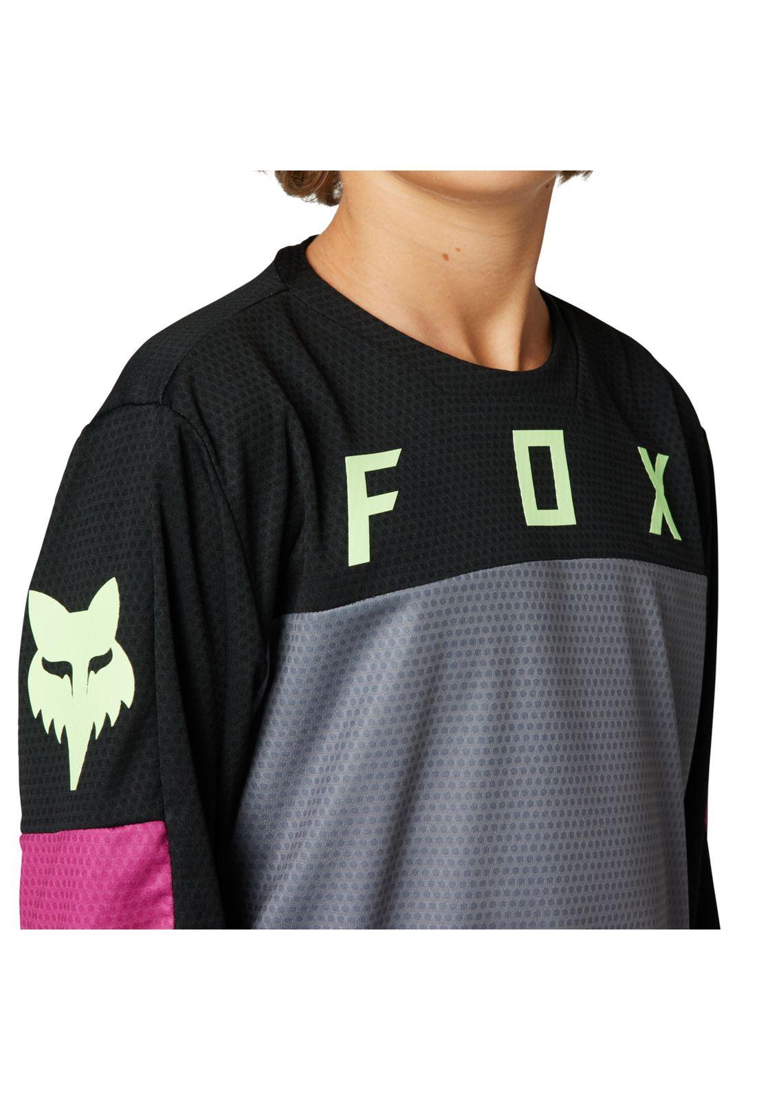 Polera Bicicleta Niño Defend Race Manga Larga Negro Fox-3