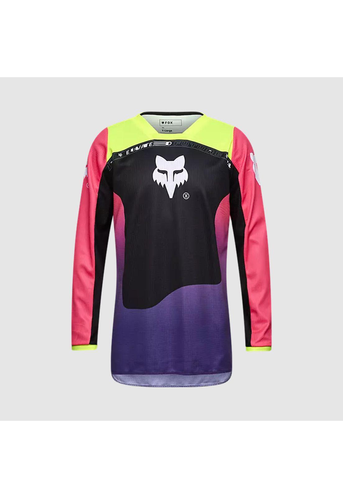 Polera Moto Niño 180 Elevated Negro/Rosado Fox-0