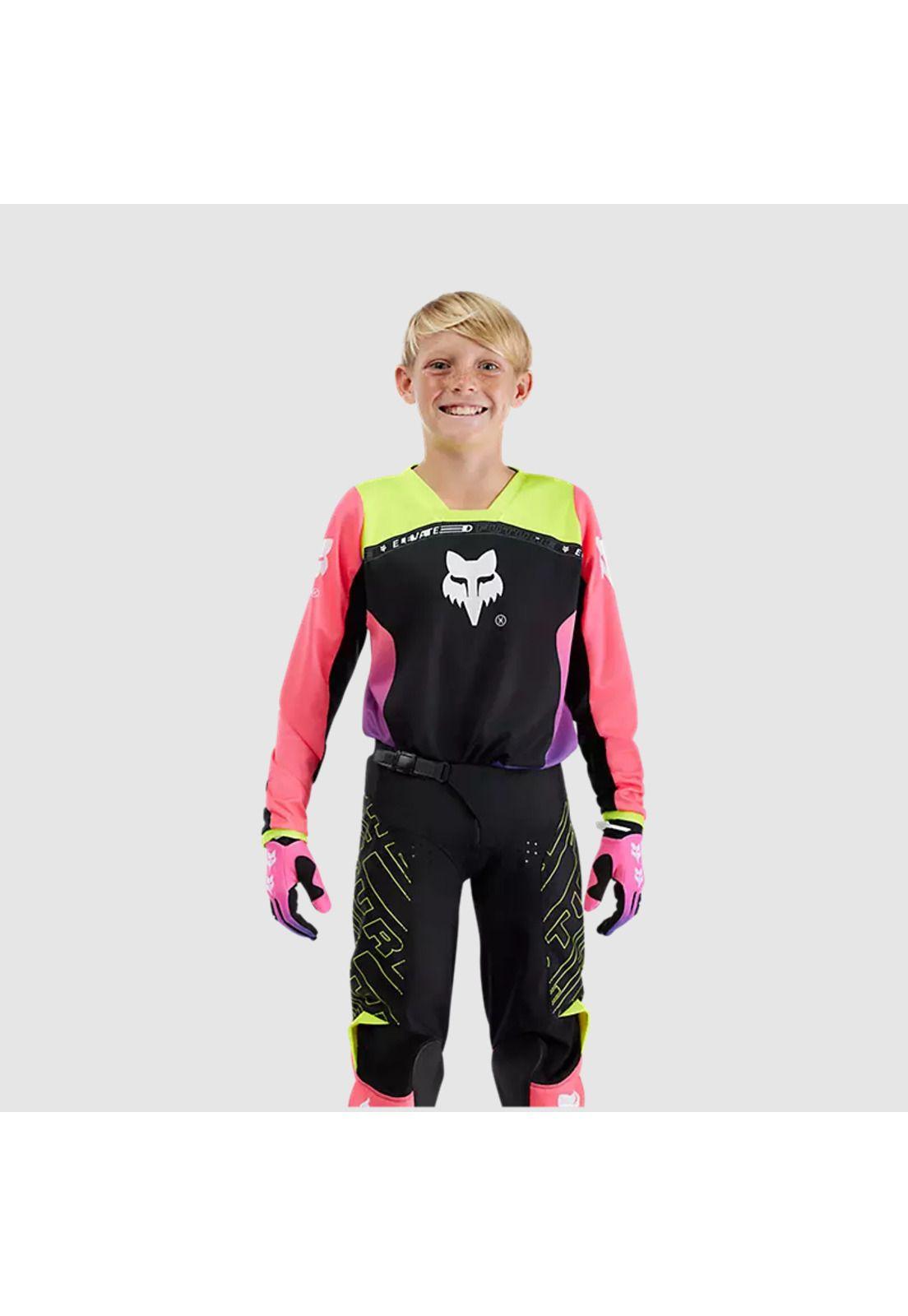 Polera Moto Niño 180 Elevated Negro/Rosado Fox-2