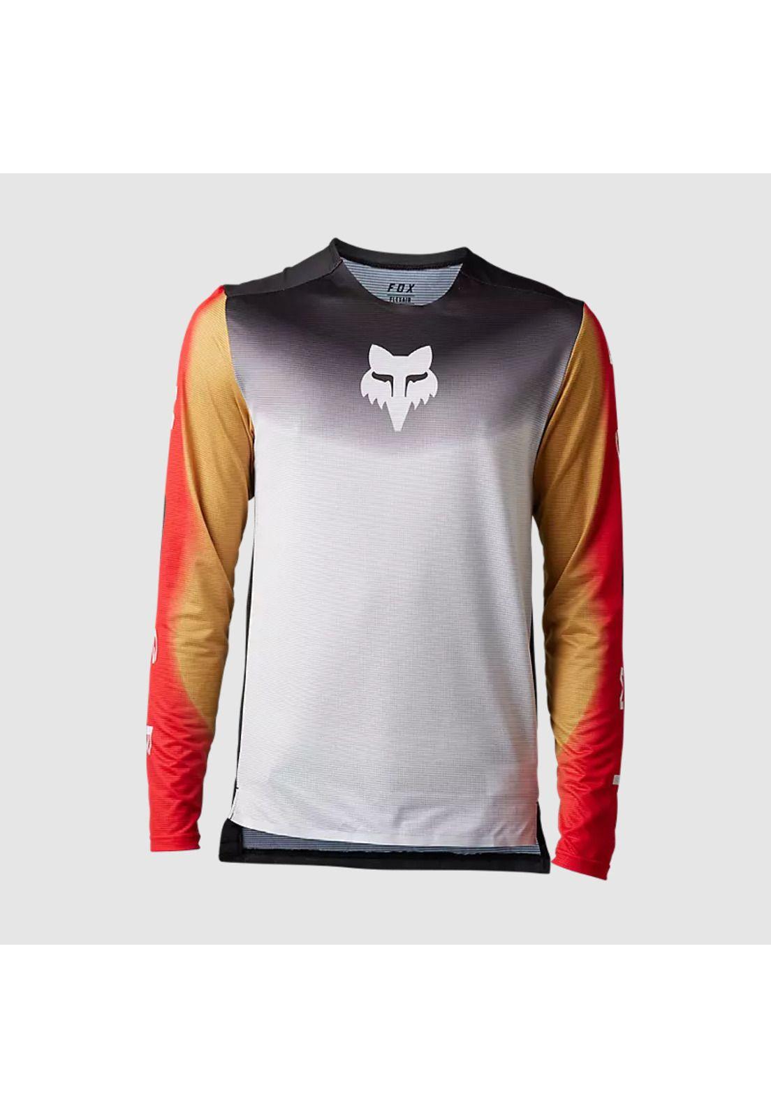 Polera Bicicleta Flexair Novah Negro/Blanco Manga Larga Fox-0