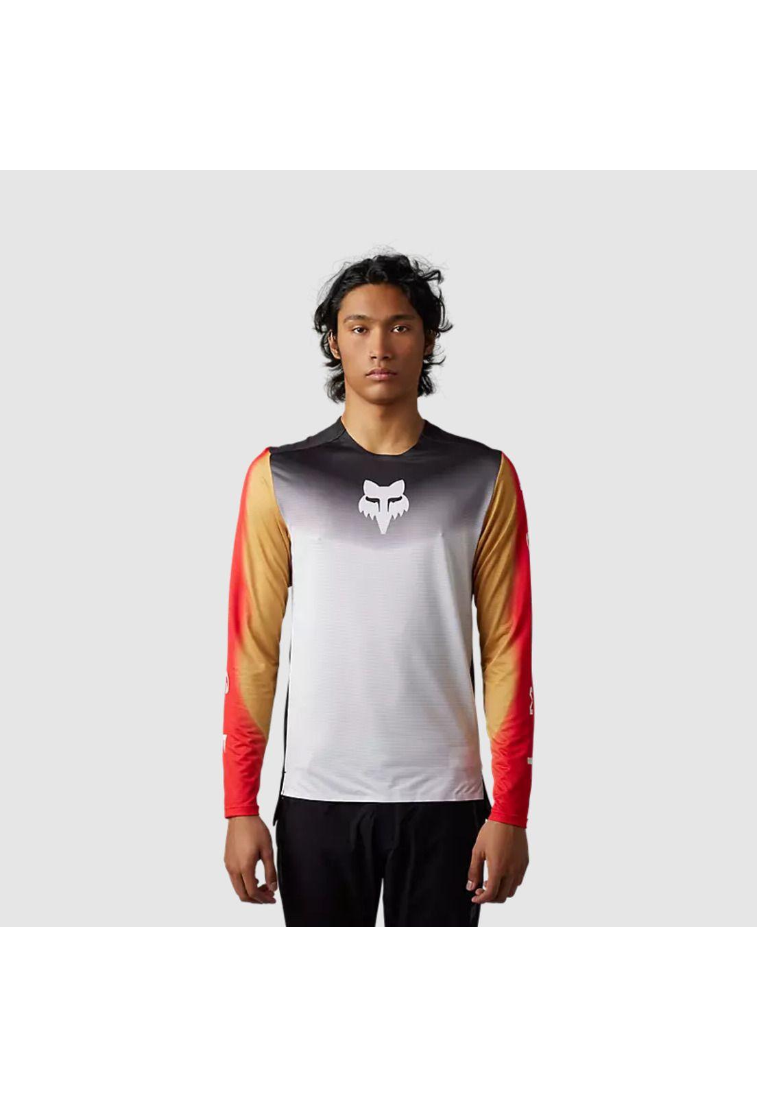 Polera Bicicleta Flexair Novah Negro/Blanco Manga Larga Fox-1