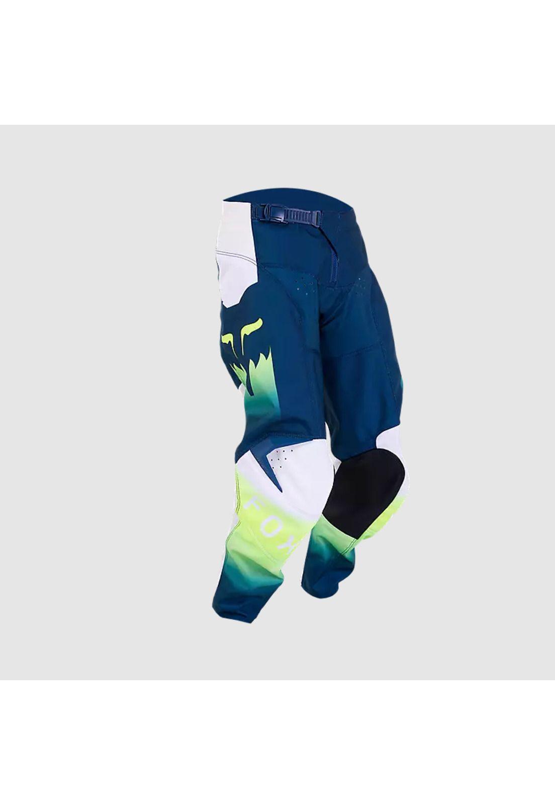 Pantalon Moto Niño 180 Flora Petroleo/Blanco Fox-0