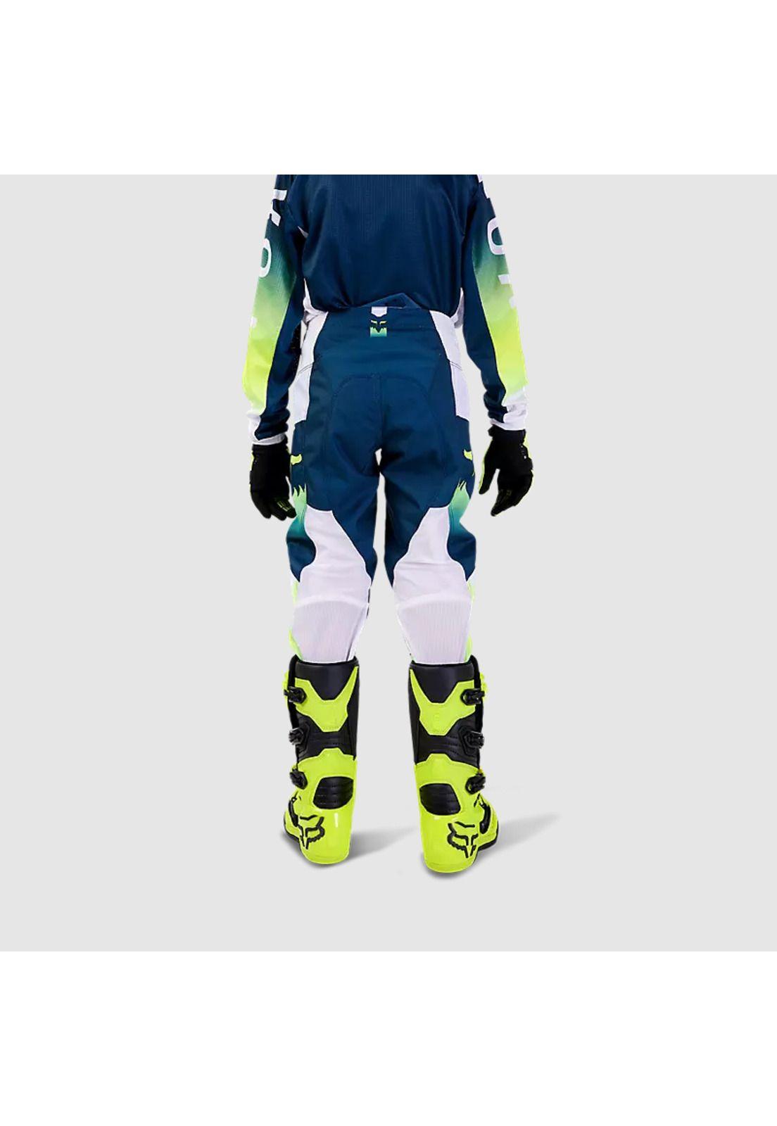 Pantalon Moto Niño 180 Flora Petroleo/Blanco Fox-3