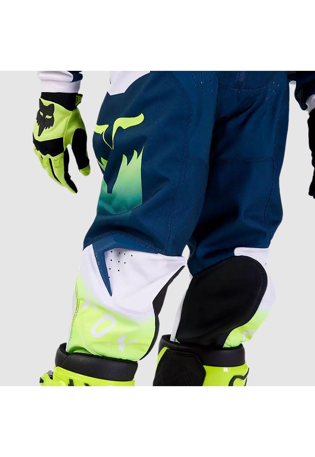 Pantalon Moto Niño 180 Flora Petroleo/Blanco Fox-5