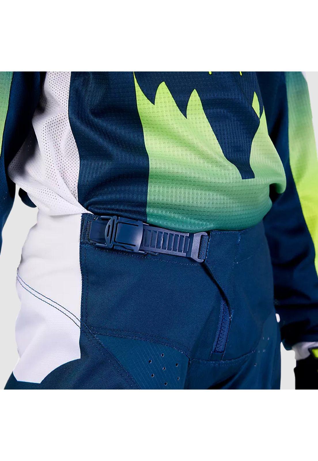 Pantalon Moto Niño 180 Flora Petroleo/Blanco Fox-6