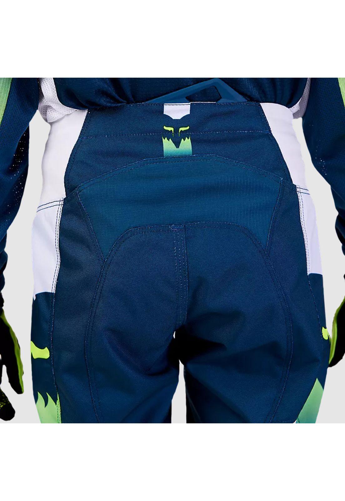 Pantalon Moto Niño 180 Flora Petroleo/Blanco Fox-7