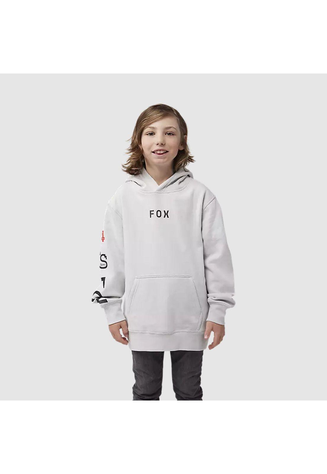 Poleron Lifestyle Niño Canguro Race Spec Gris Claro Fox-2