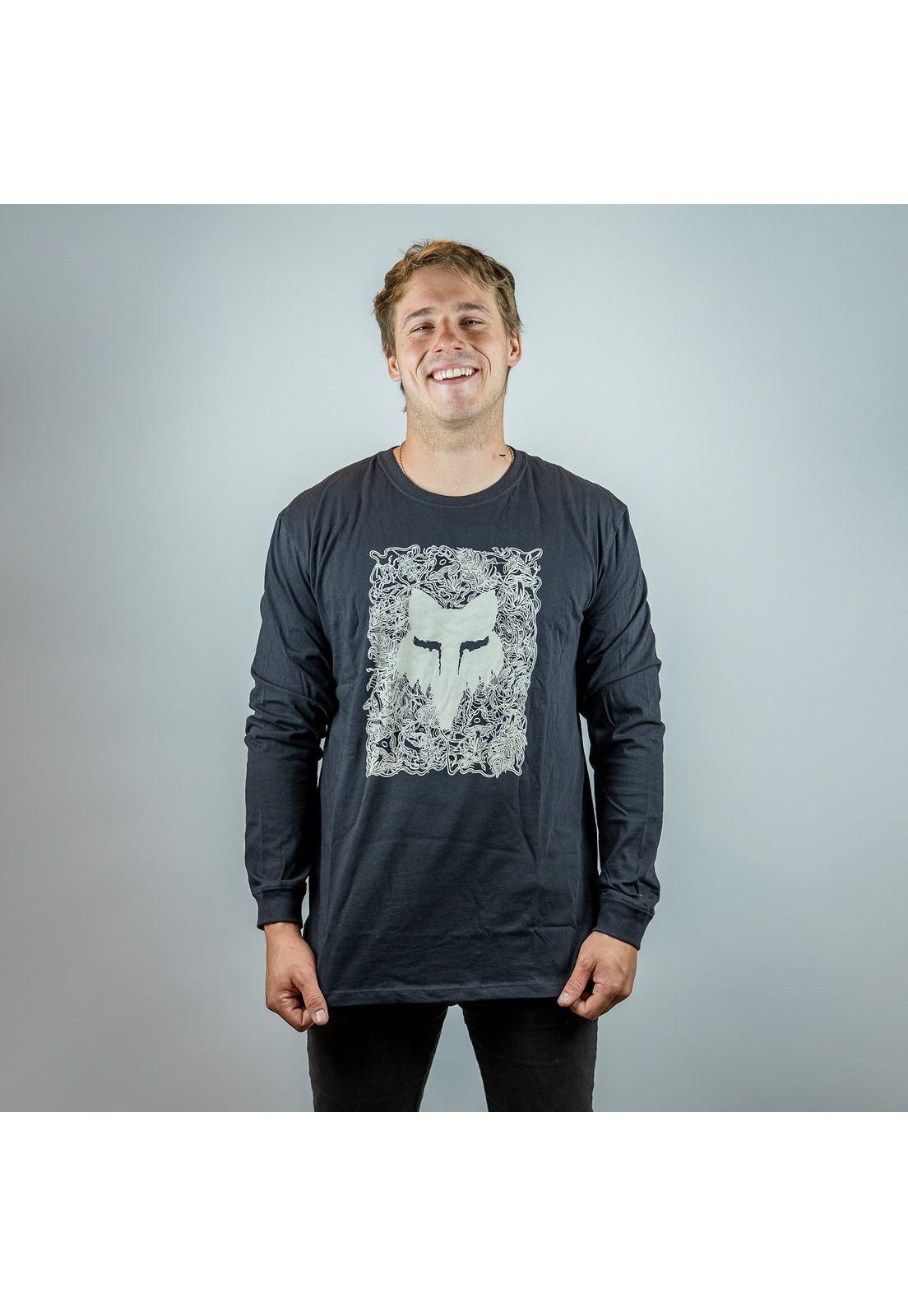Polera Lifestyle Auxlry Manga Larga Negro Fox-0
