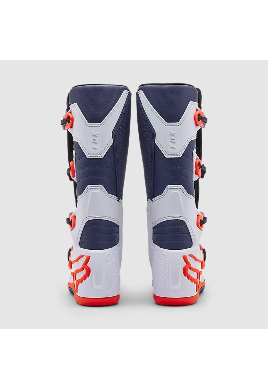 Botas Moto Comp Blanco/Azul/Naranjo Fox-3