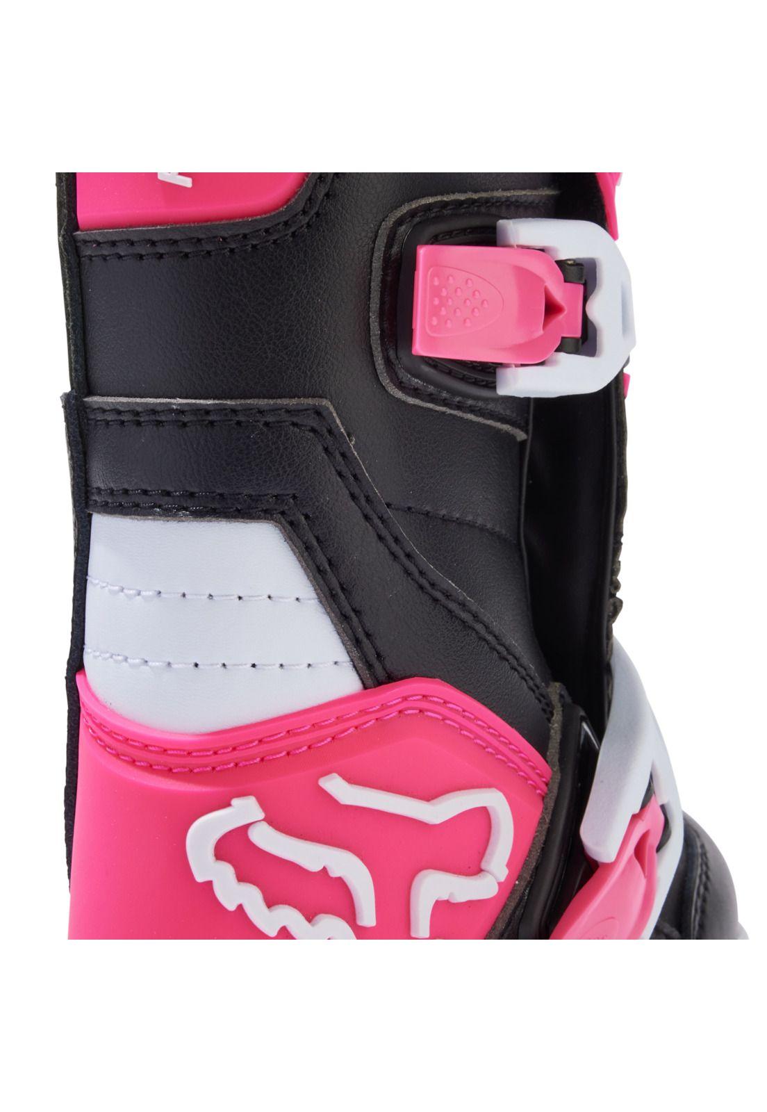 Botas Moto Infantil Comp Negro/Rosado Fox-7