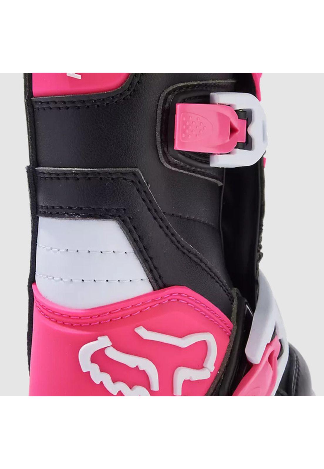Botas Moto Infantil Comp Negro/Rosado Fox-4