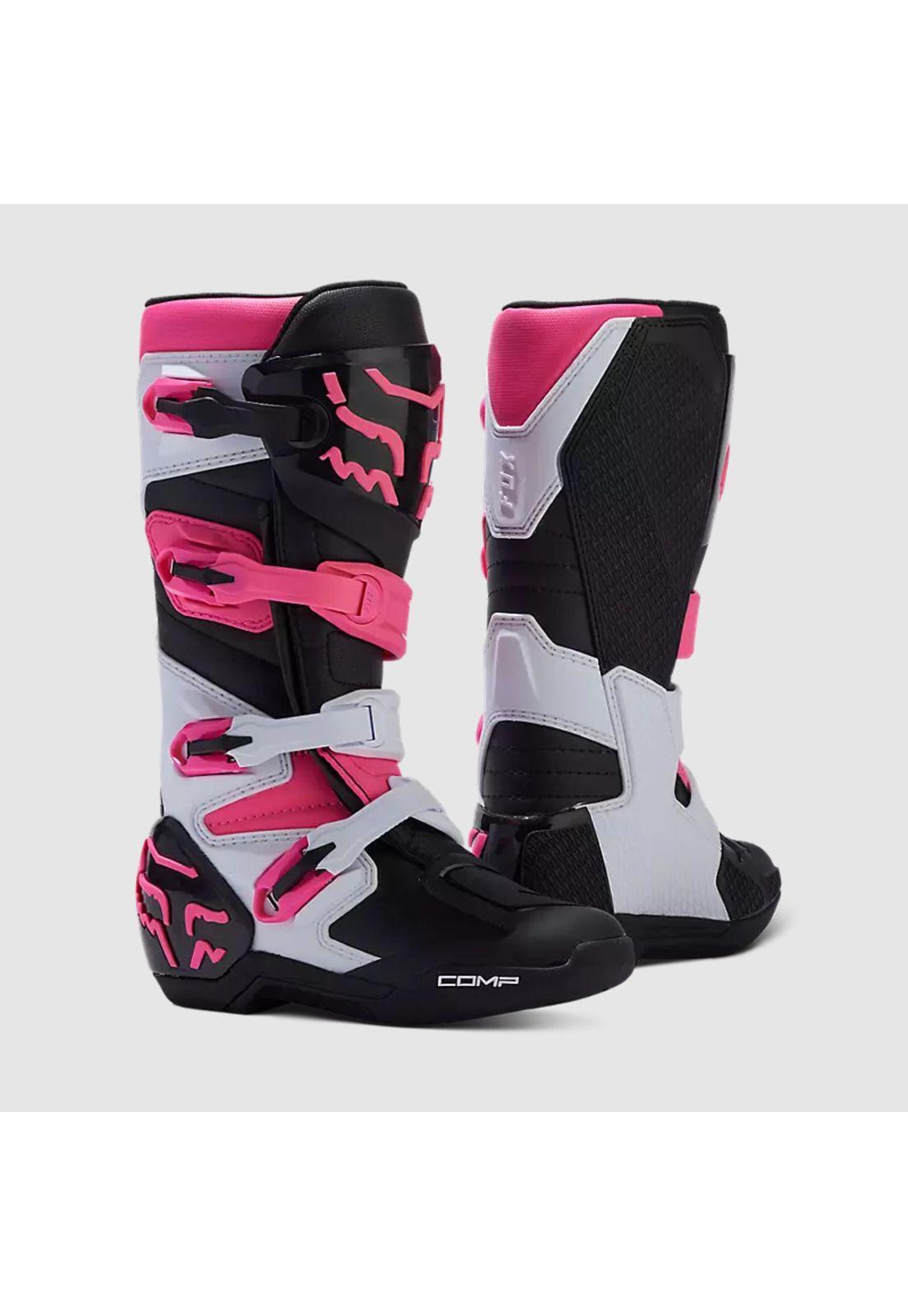 Botas Moto Mujer Comp Rosado/Blanco Fox-0