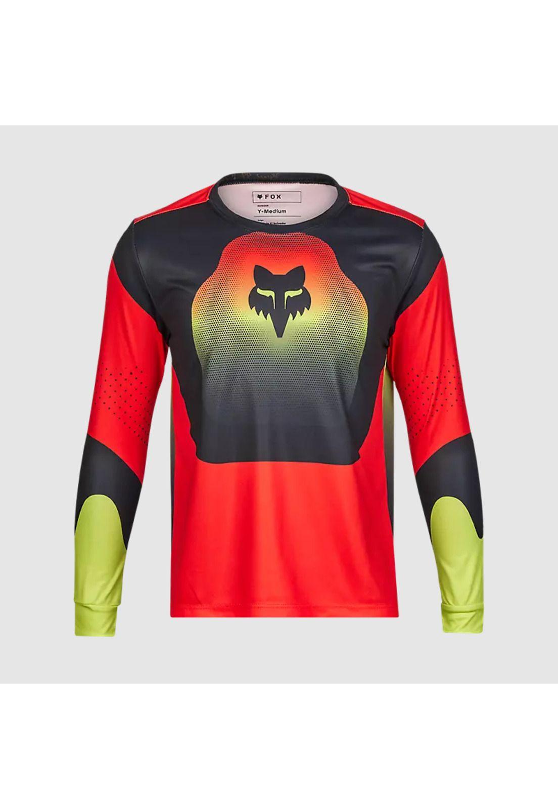 Polera Bicicleta Niño Ranger Revise Manga Larga Rojo/Amarillo Fox-0