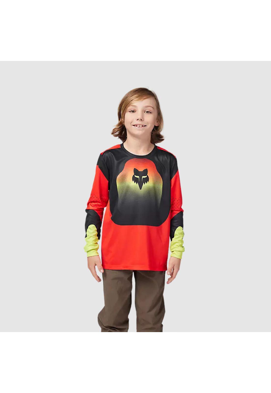 Polera Bicicleta Niño Ranger Revise Manga Larga Rojo/Amarillo Fox-2