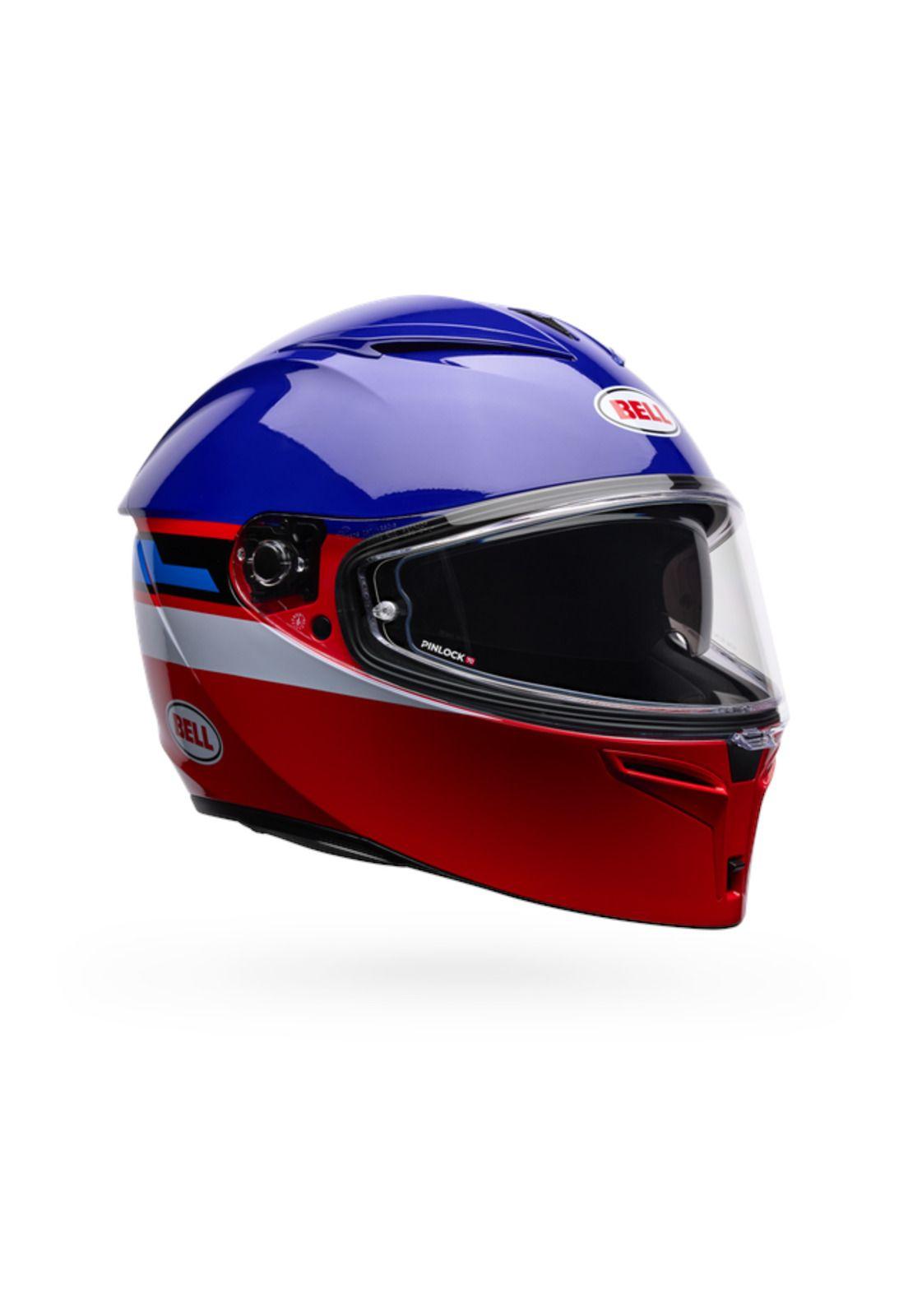 Casco Moto Calle Lithium Motion Azul/Naranjo Bell-0