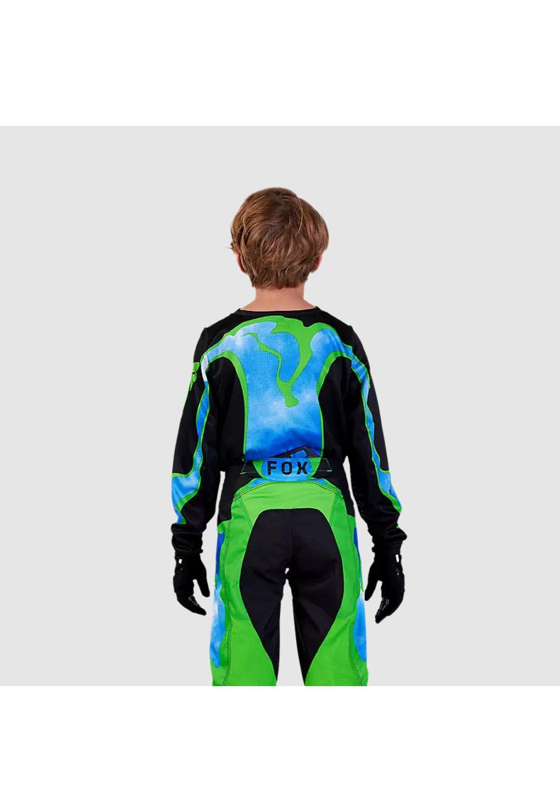 Polera Moto Niño 180 Atlas Celeste/Verde Fox-2