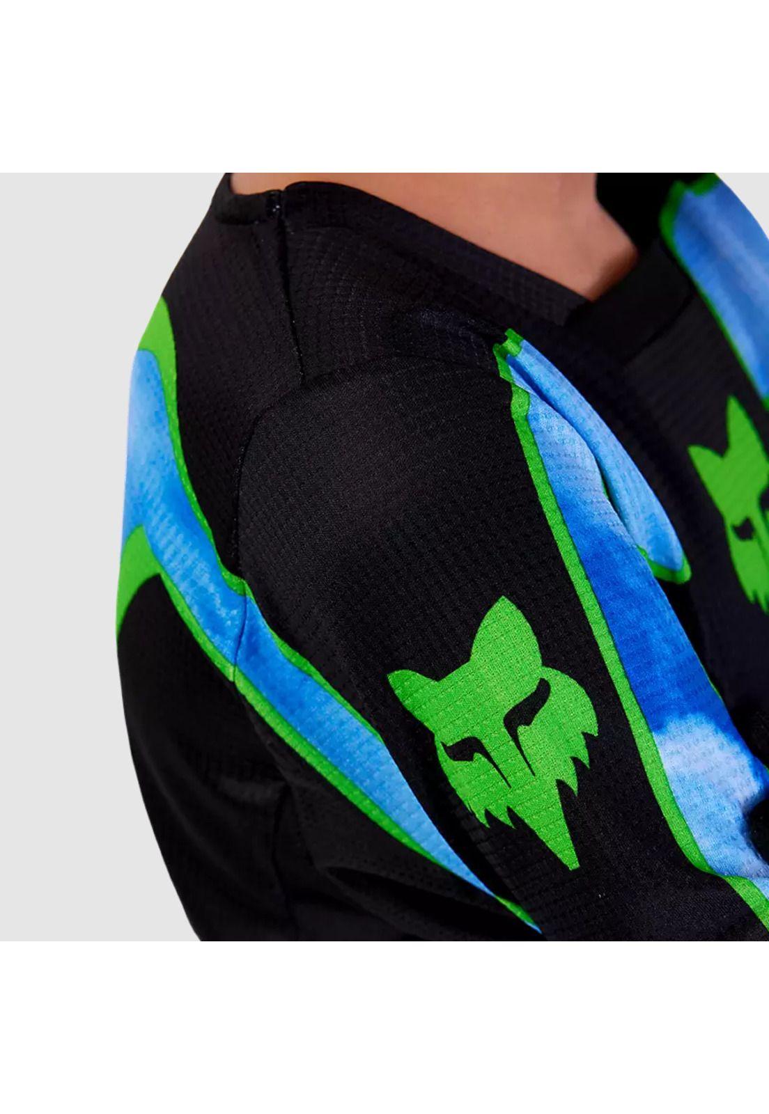 Polera Moto Niño 180 Atlas Celeste/Verde Fox-4