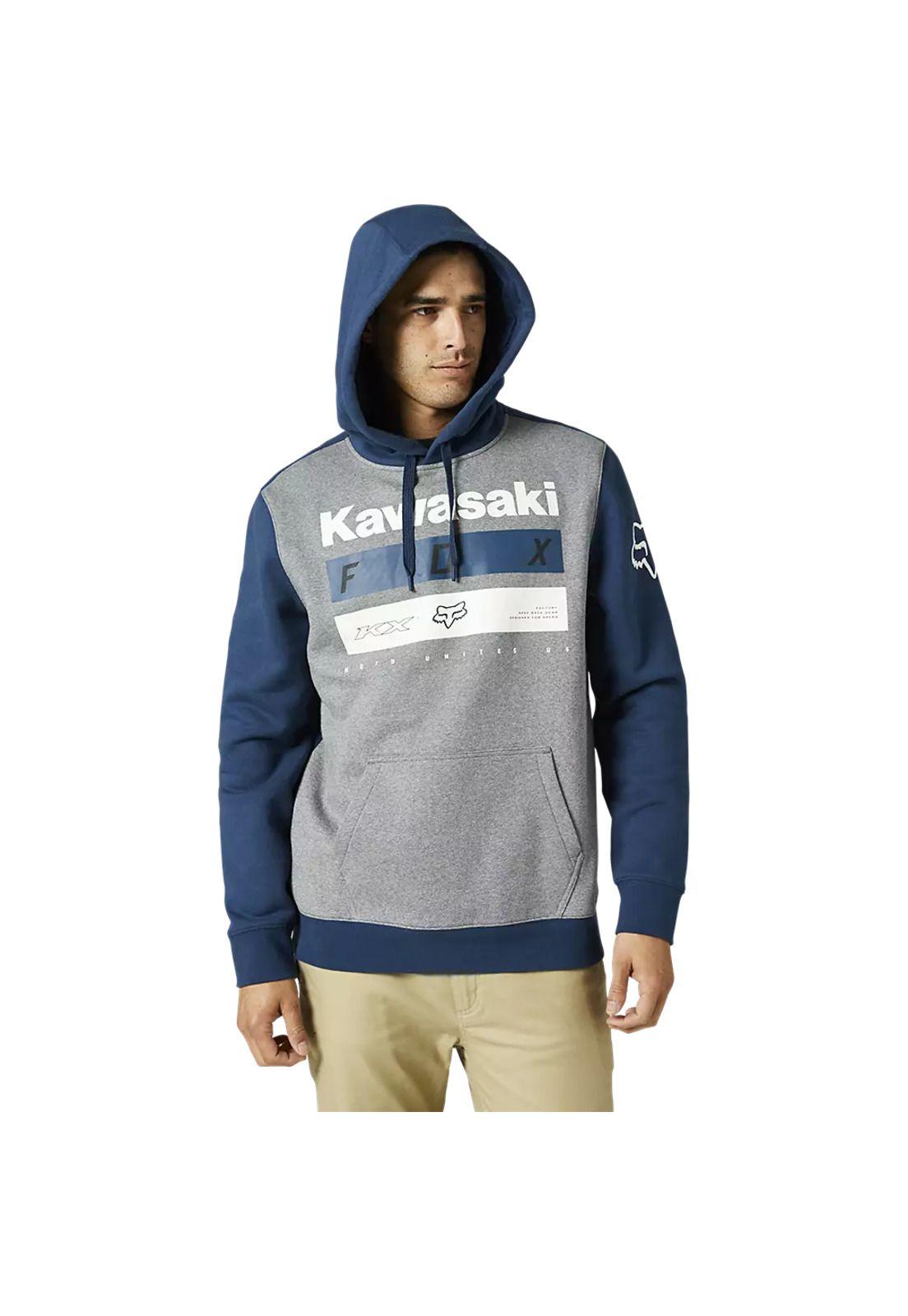 Poleron Lifestyle Kawasaki Azul/Gris Fox-0