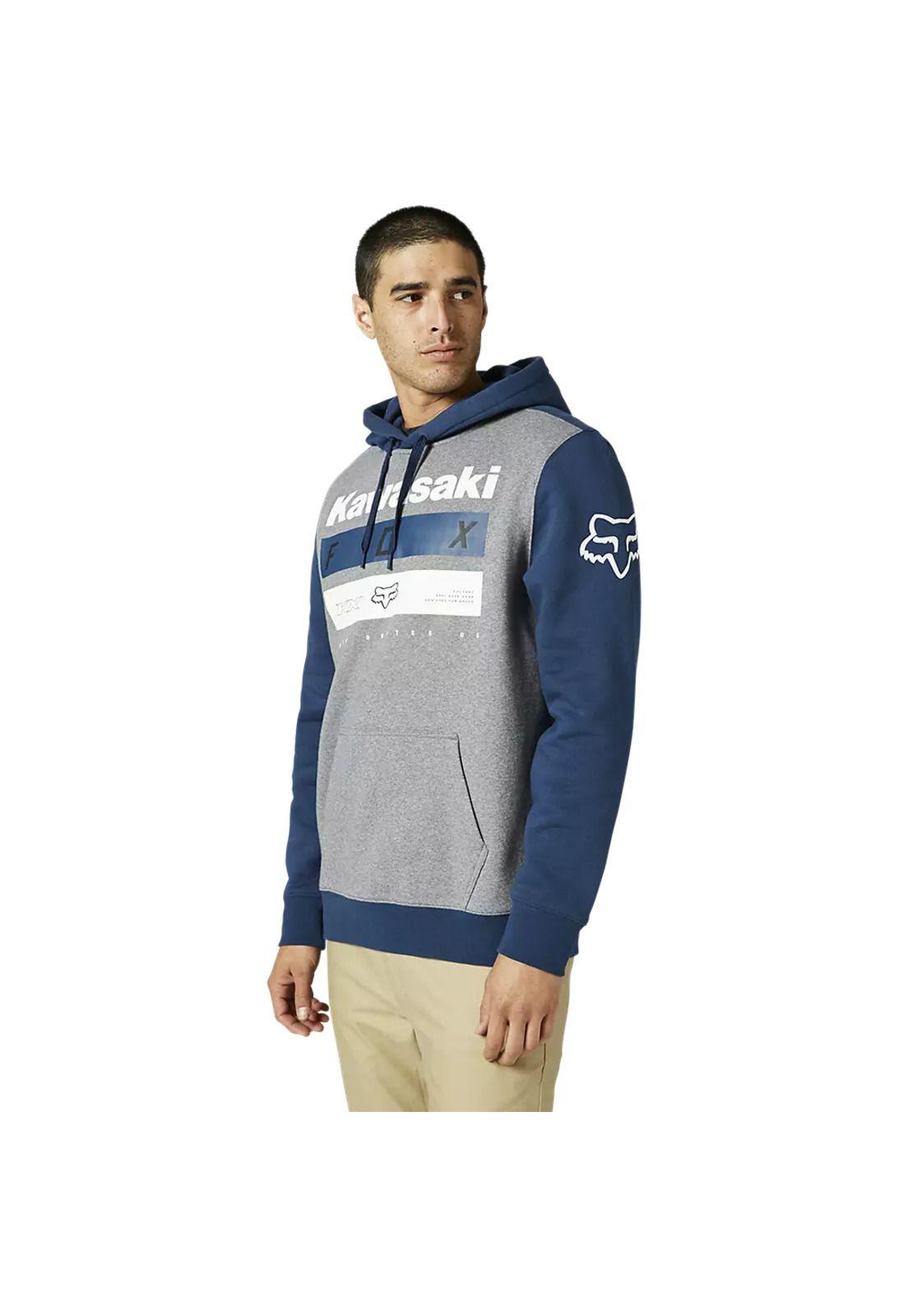 Poleron Lifestyle Kawasaki Azul/Gris Fox-2