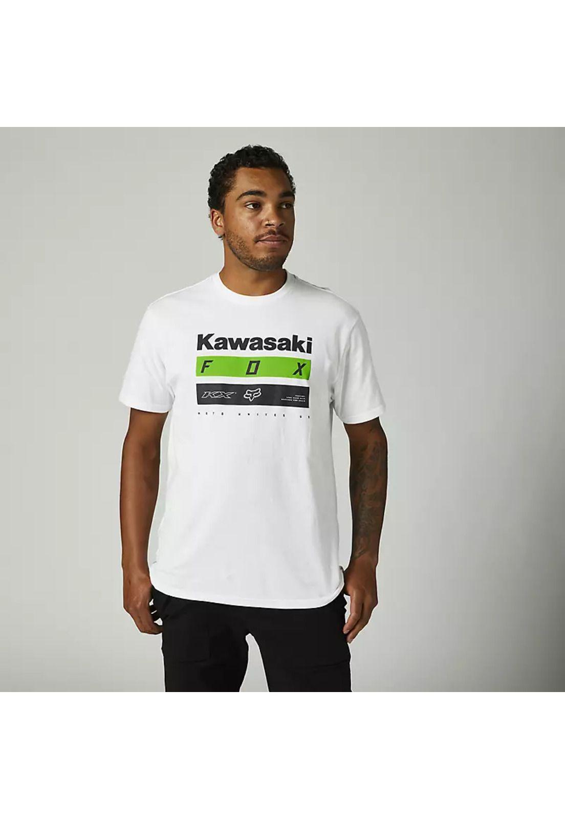 Polera Lifestyle Premium Kawasaki Stripes Blanco Fox-0