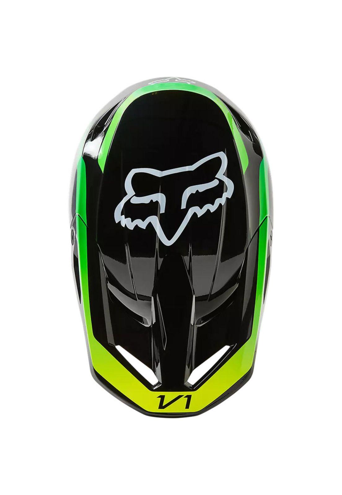 Casco Moto V1 Dpth Negro/Verde Fox-3