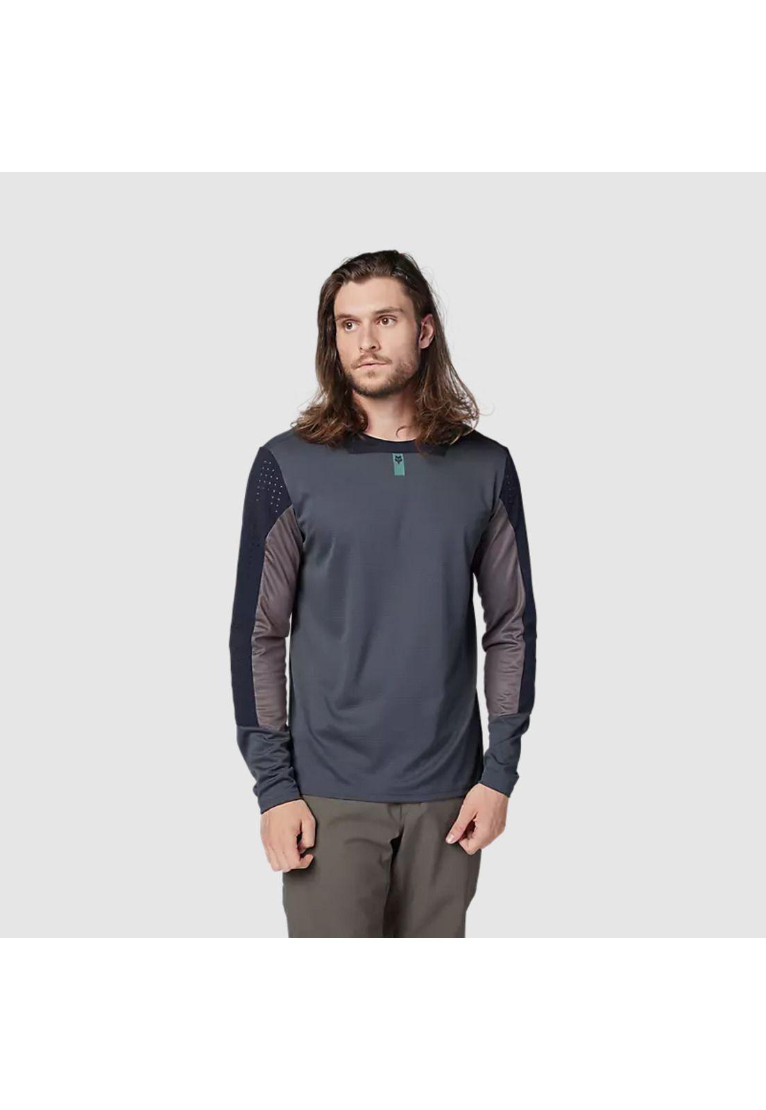 Polera Bicicleta Defend Manga Larga Gris Fox-2