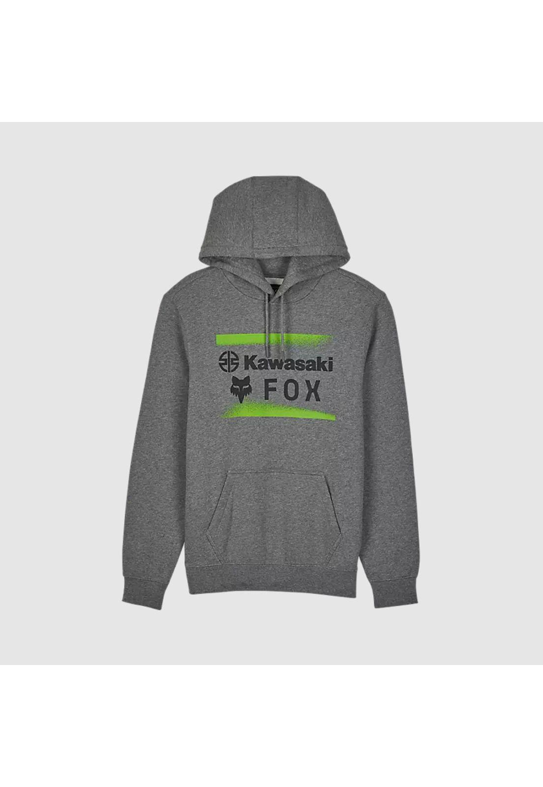 Poleron Lifestyle Canguro Fox x Kawasaki Gris Fox-0
