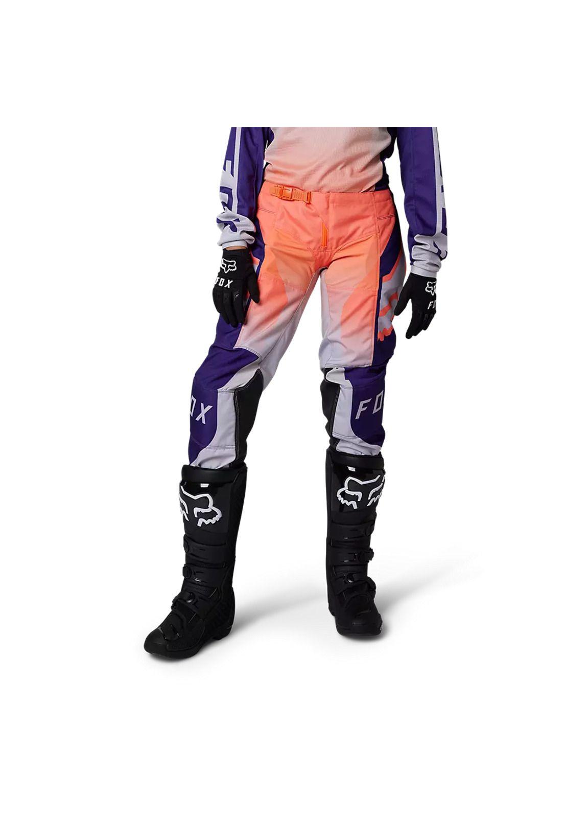 Pantalon Moto Mujer 180 Leed Naranjo/Morado Fox-1