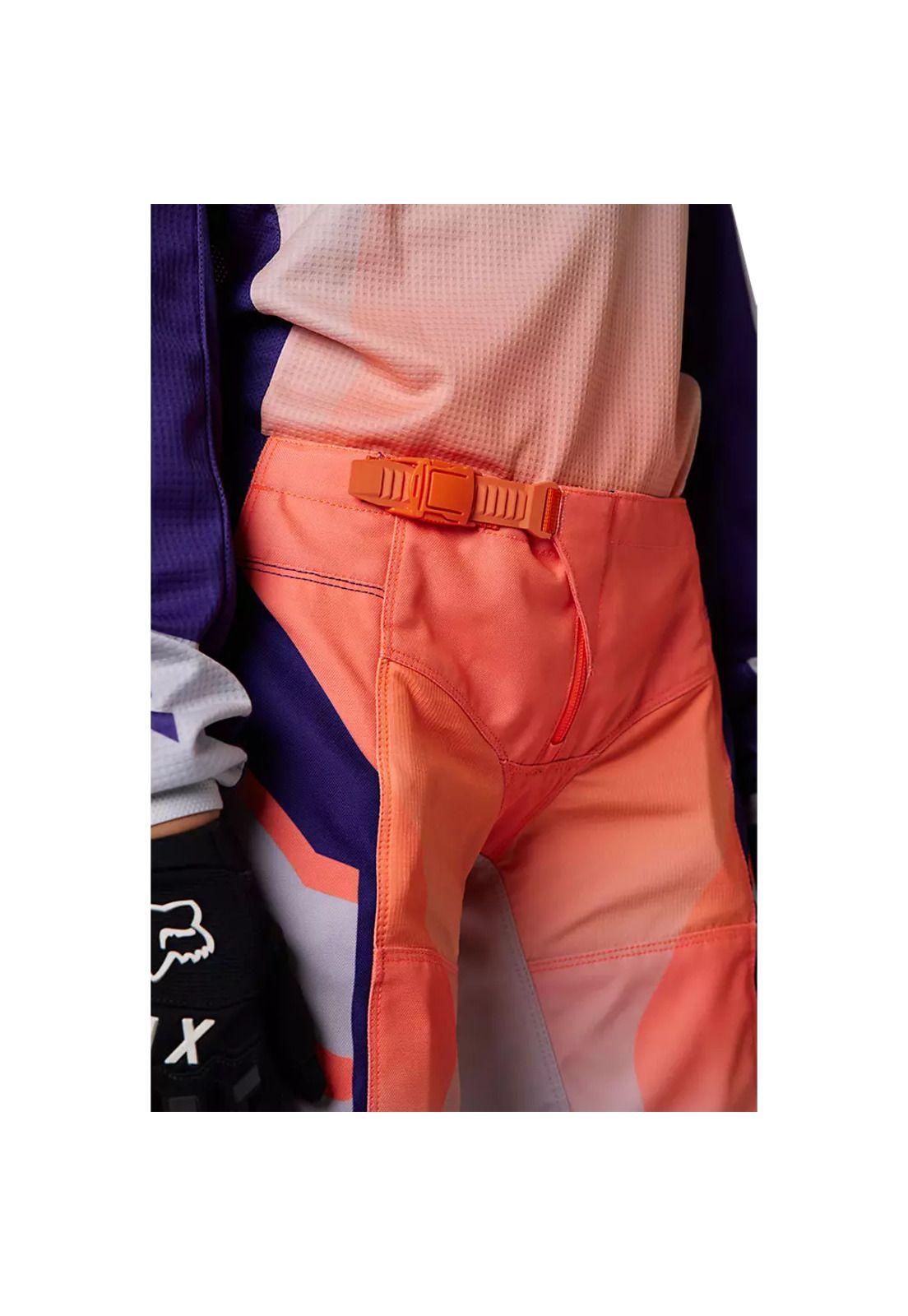 Pantalon Moto Mujer 180 Leed Naranjo/Morado Fox-3