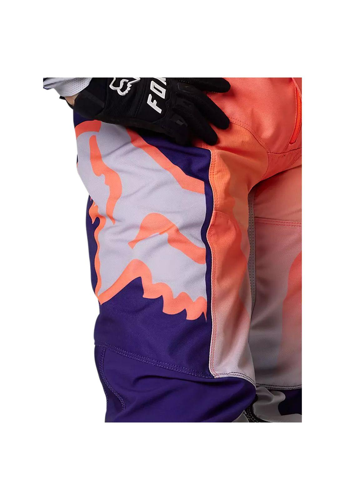 Pantalon Moto Mujer 180 Leed Naranjo/Morado Fox-5
