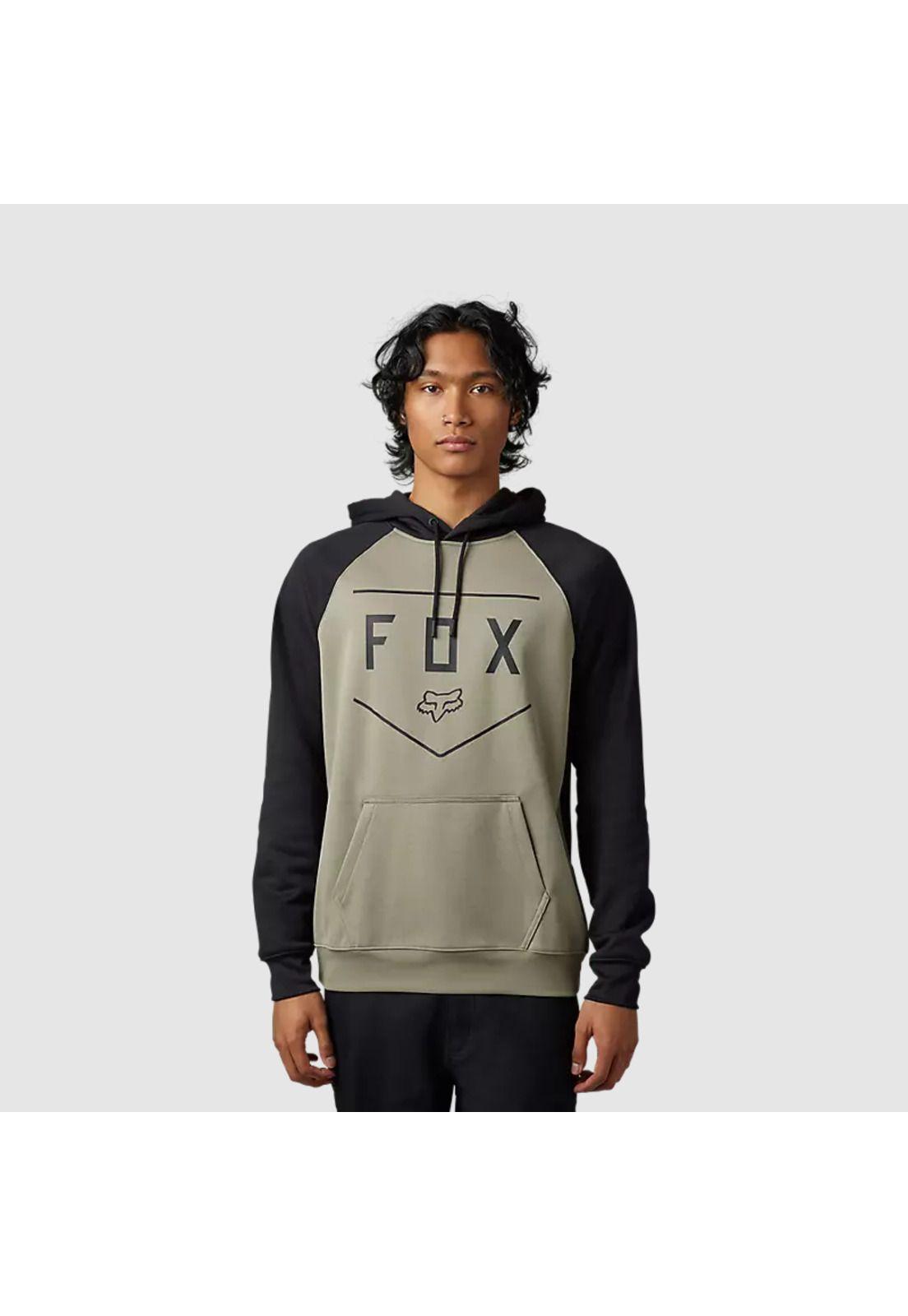 Poleron Lifestyle Pullover Shield con Capucha Negro/Cafe Fox-0