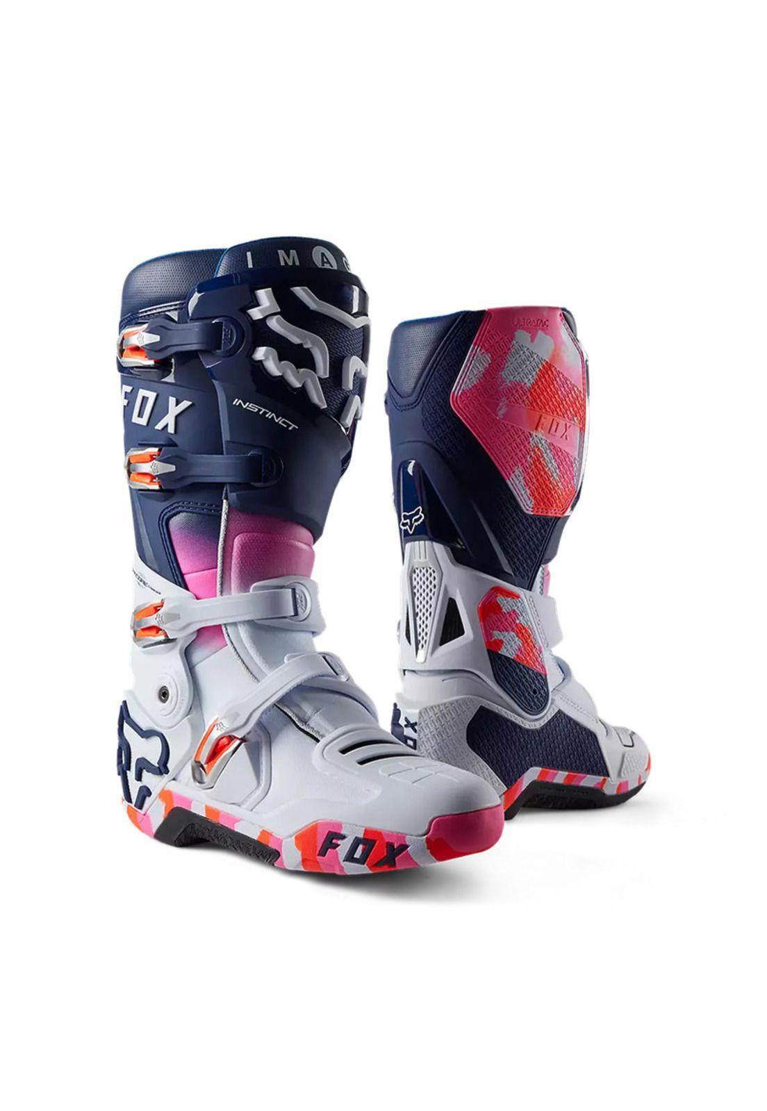 Botas Moto Instinct Ryvr Edicion Limitada Blanco/Azul/Rosado Fox-0