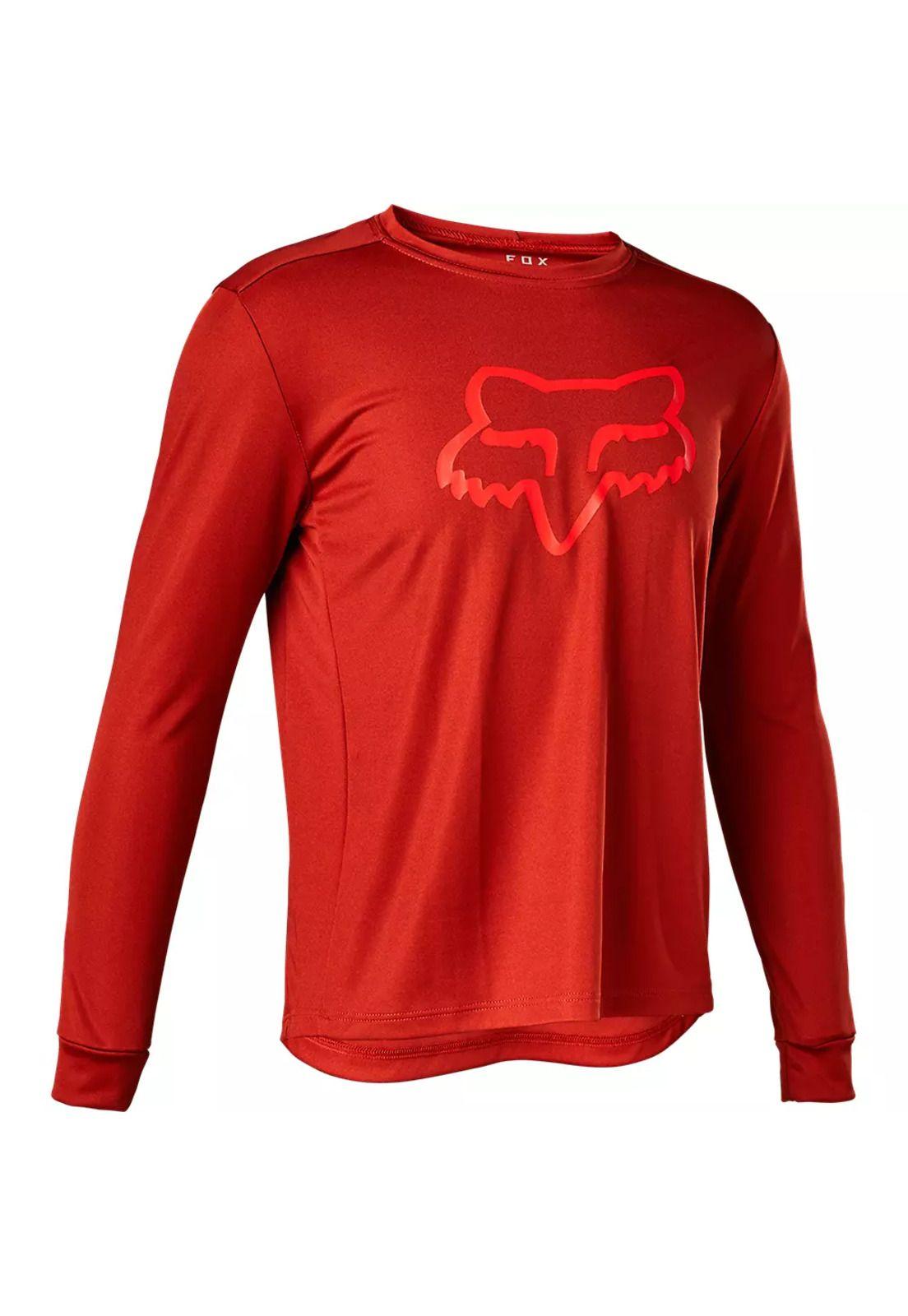 Polera Bicicleta Niño Ranger Manga Larga Rojo Fox-0