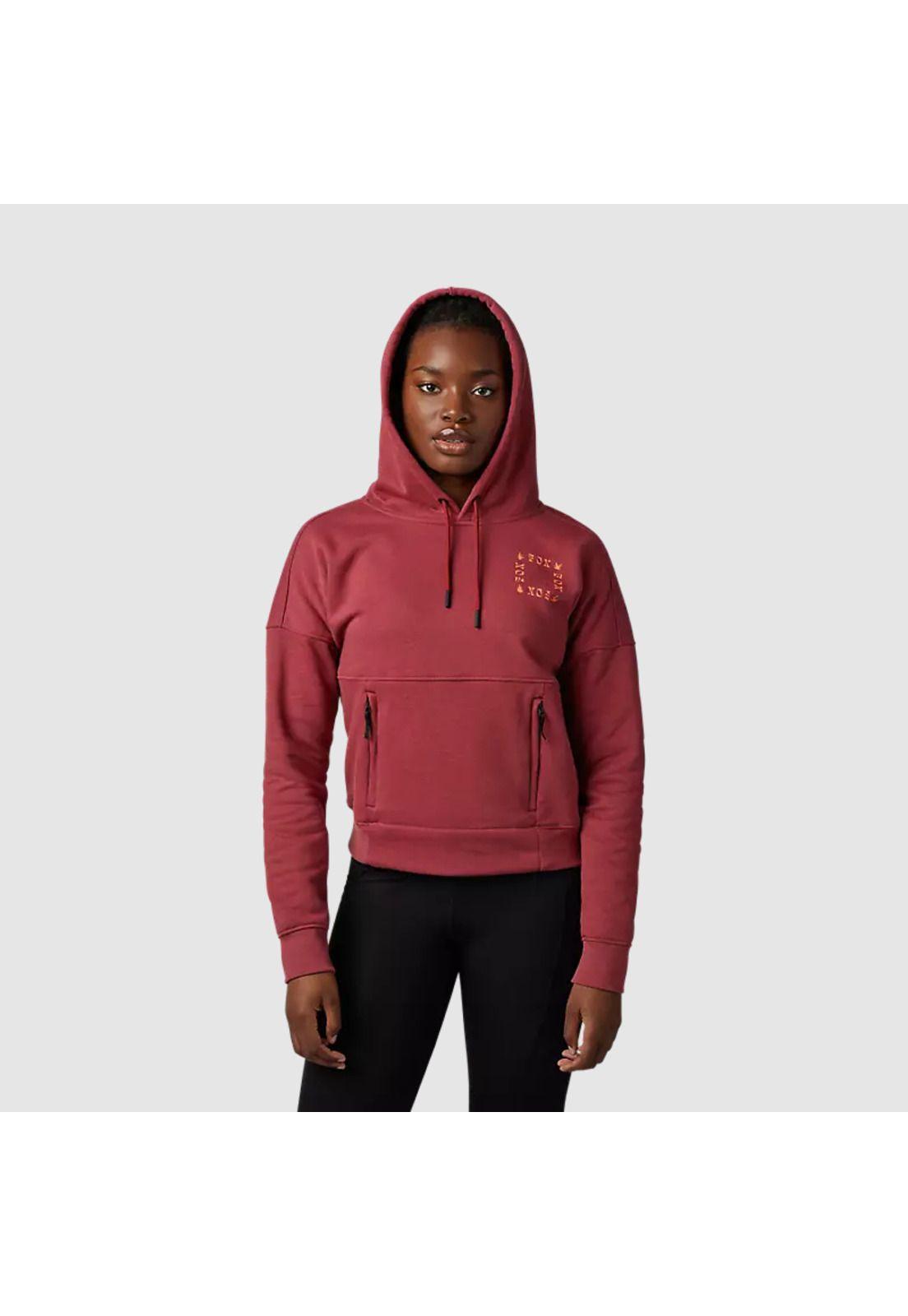 Poleron Lifestyle Mujer Hinkley DWR con Capucha Rojo Fox-2