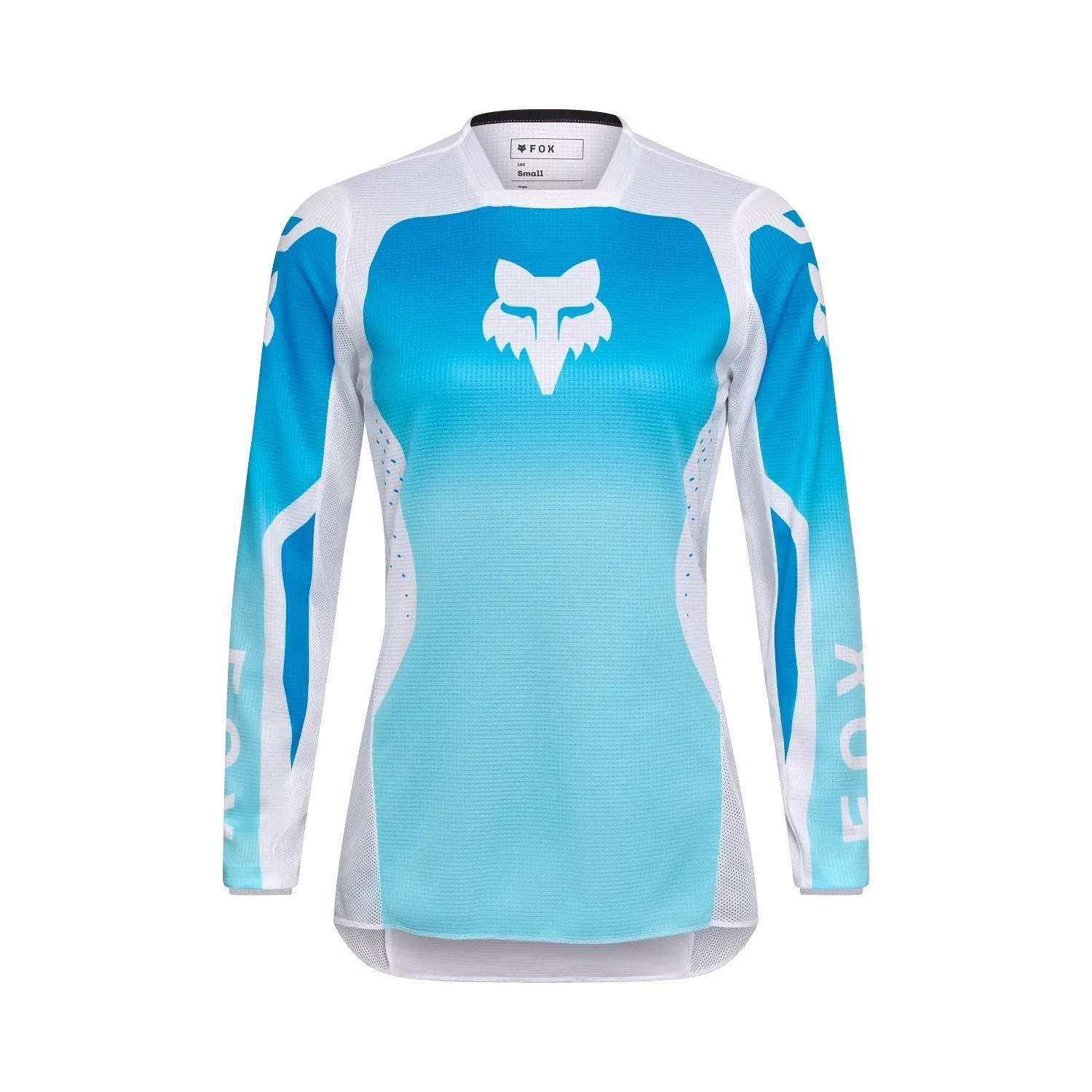 Polera Moto Mujer 180 Shield Blanco/Azul Fox-0