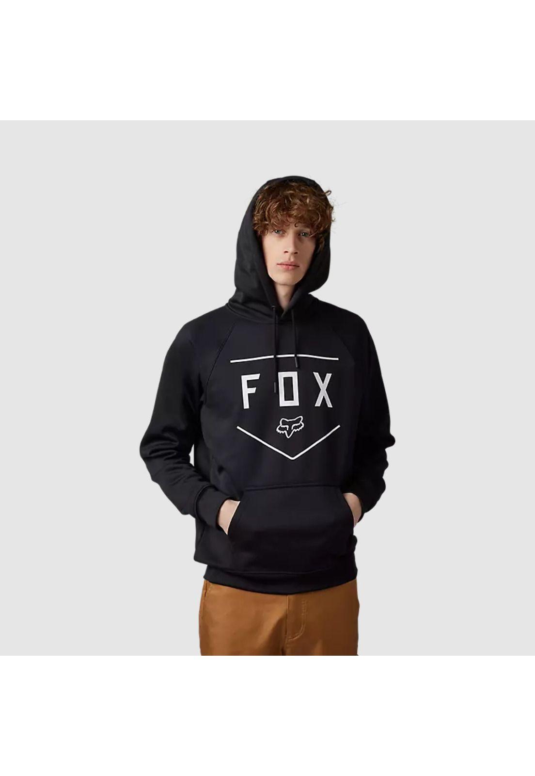 Poleron Lifestyle Pullover Shield con Capucha Negro Fox-1