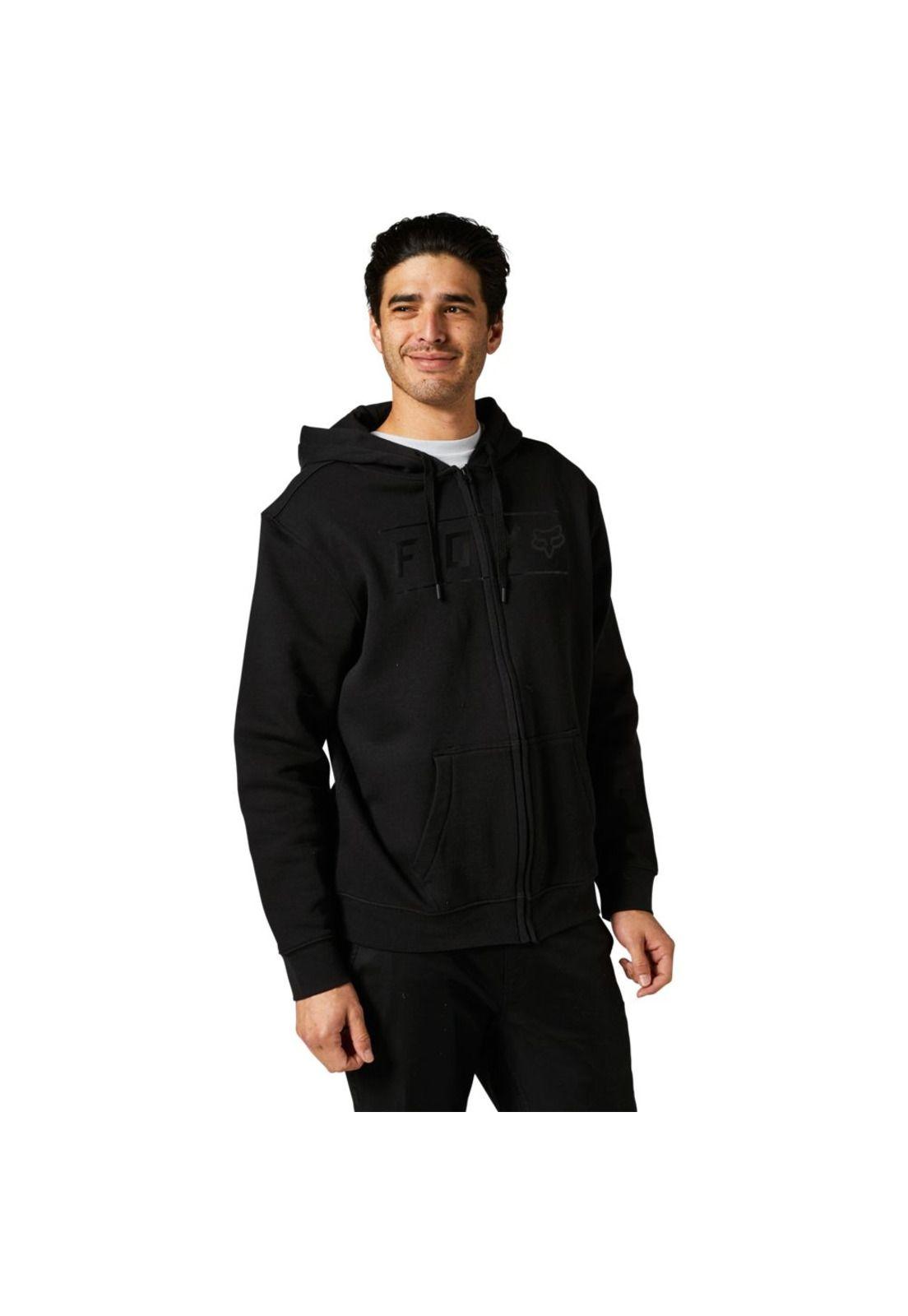 Poleron Lifestyle Pinnacle Zip Negro/Negro Fox-2