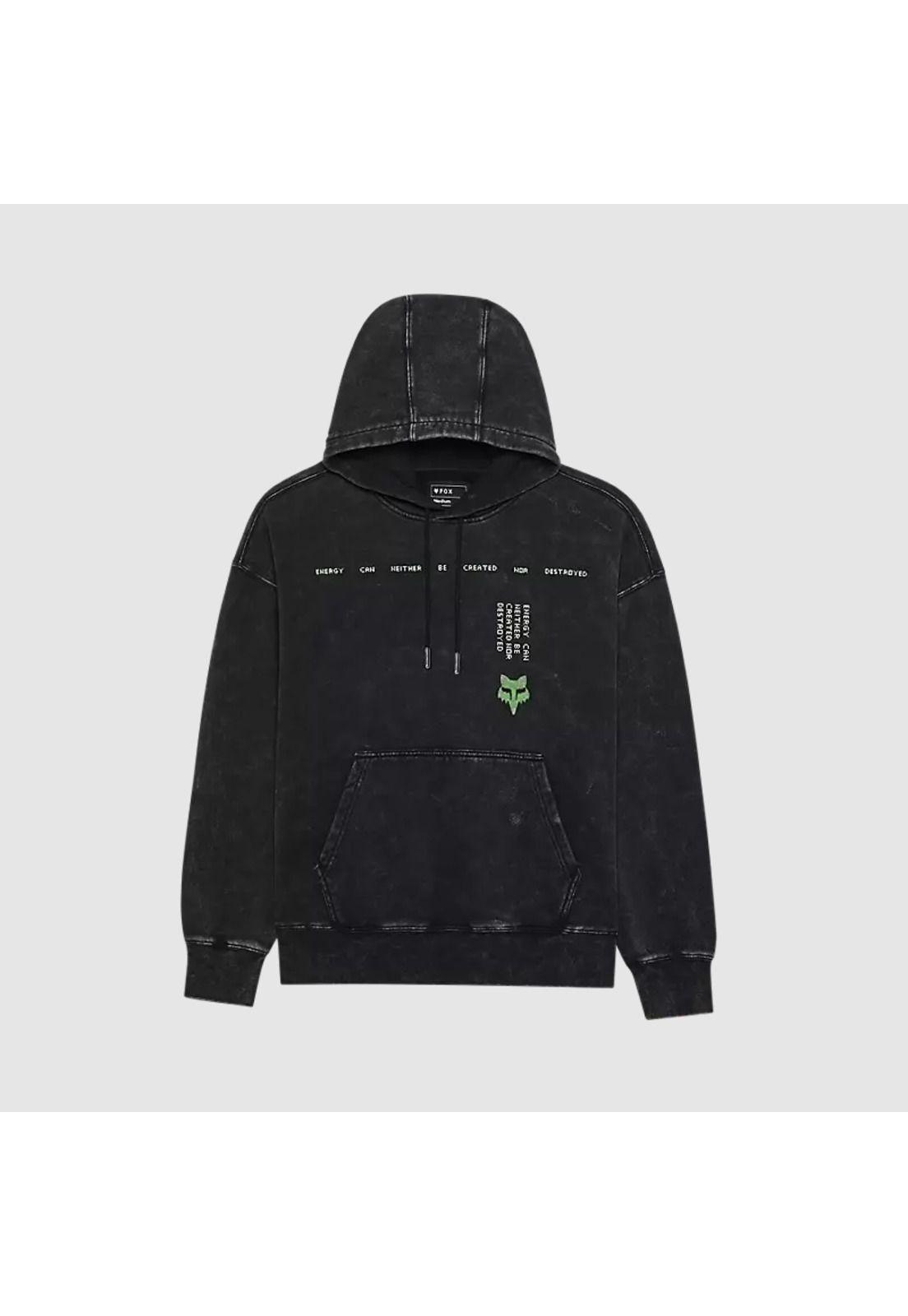 Poleron Lifestyle Canguro Throttle Oversized Negro Fox-0