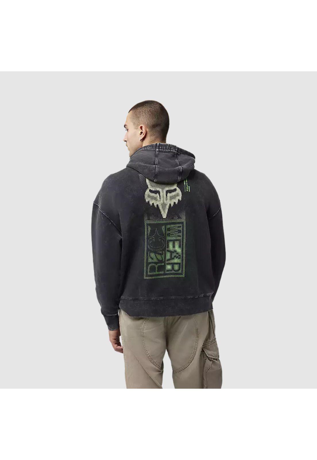 Poleron Lifestyle Canguro Throttle Oversized Negro Fox-3