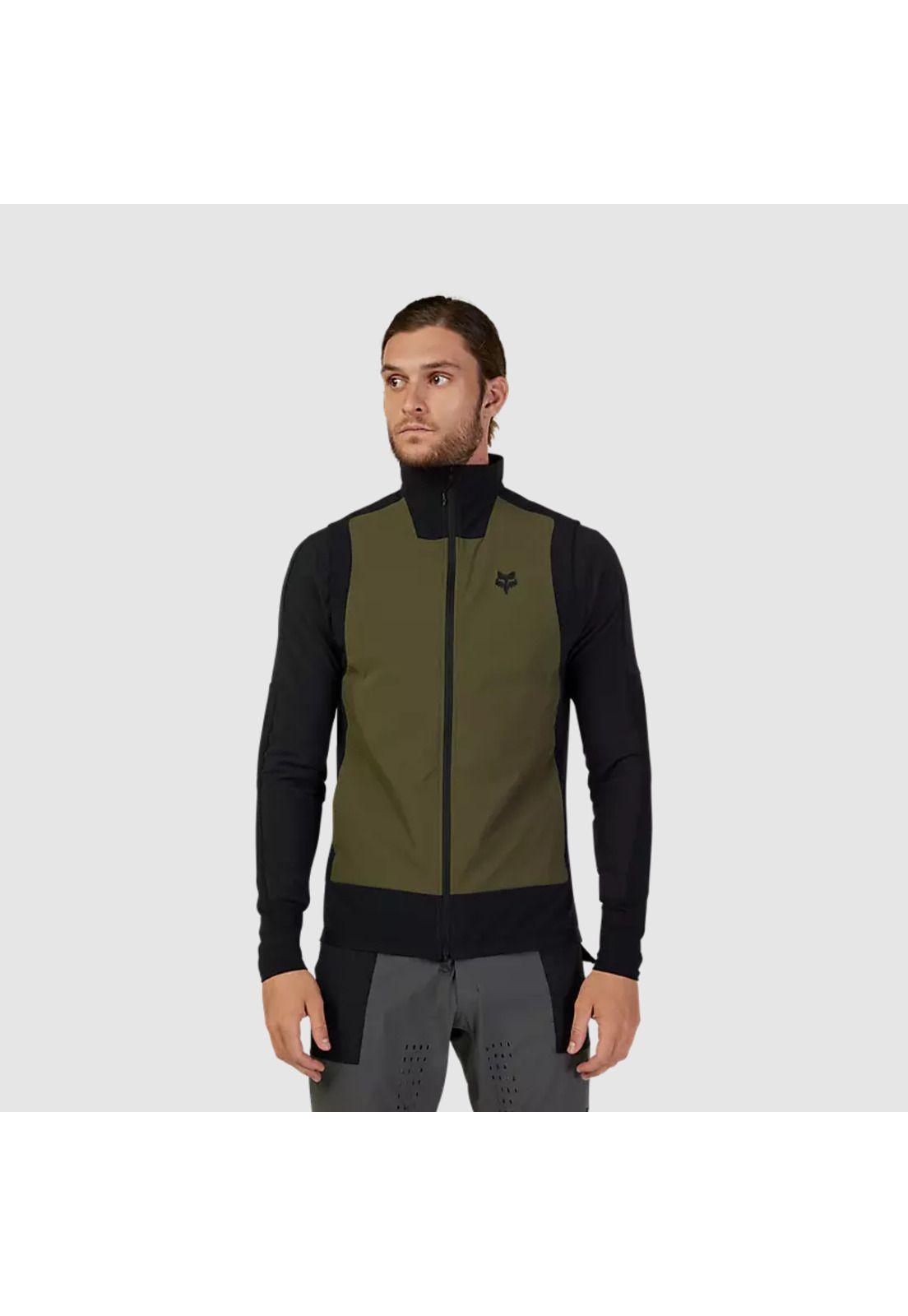 Chaqueta Bicicleta Defend Fire Alpha Sin Mangas Verde Oliva Fox-1