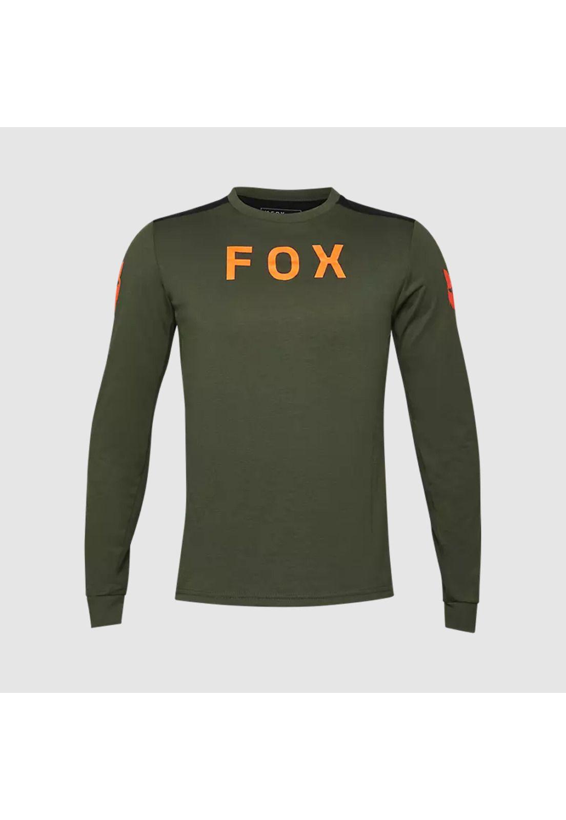 Polera Bicicleta Ranger Aviation drirelease® Manga Larga Verde Fox-0
