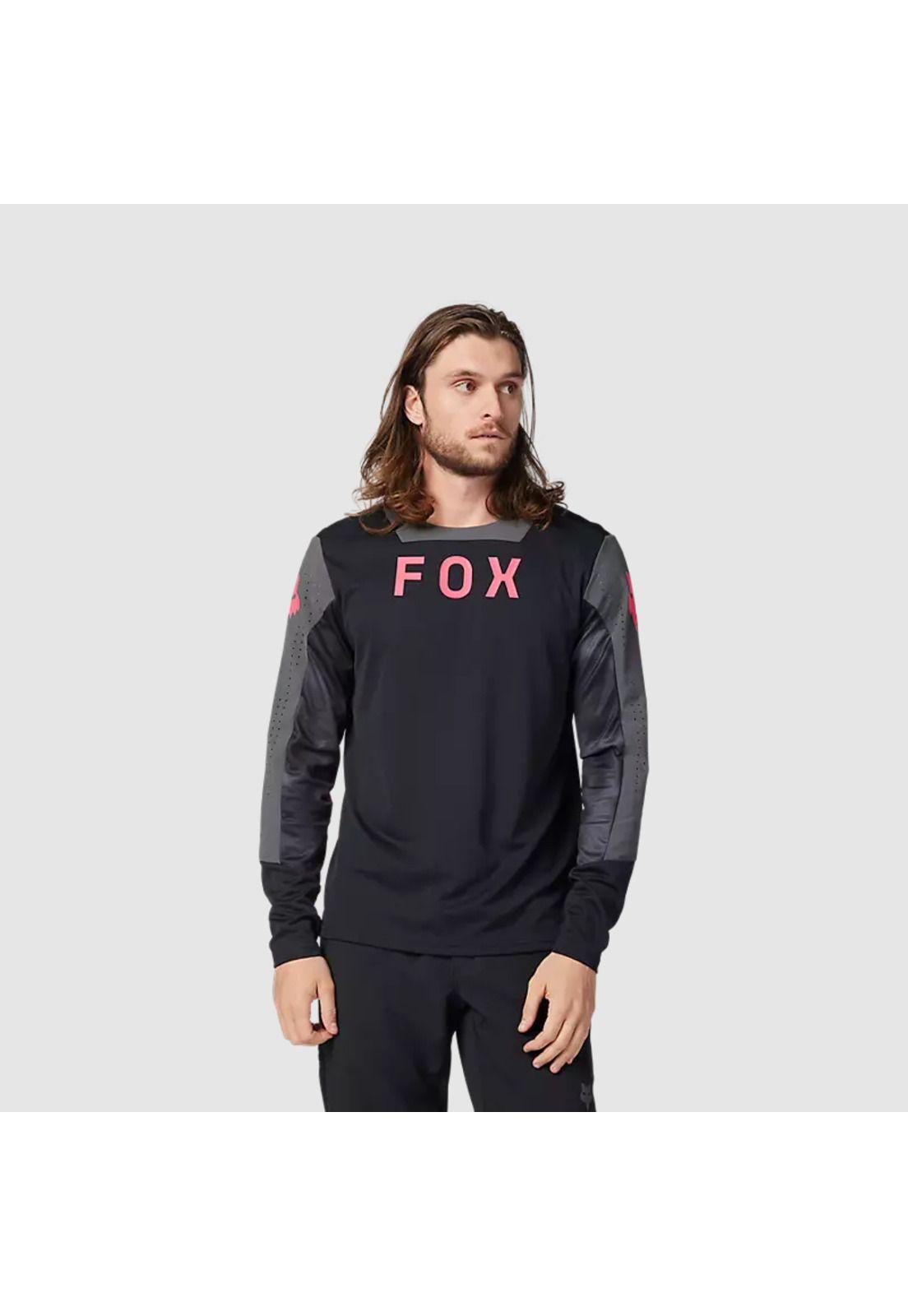 Polera Bicicleta Defend Taunt Manga Larga Negro Fox-2