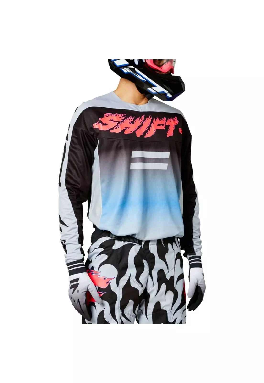 Polera Moto White Label Flame Negro/Blanco Shift-0